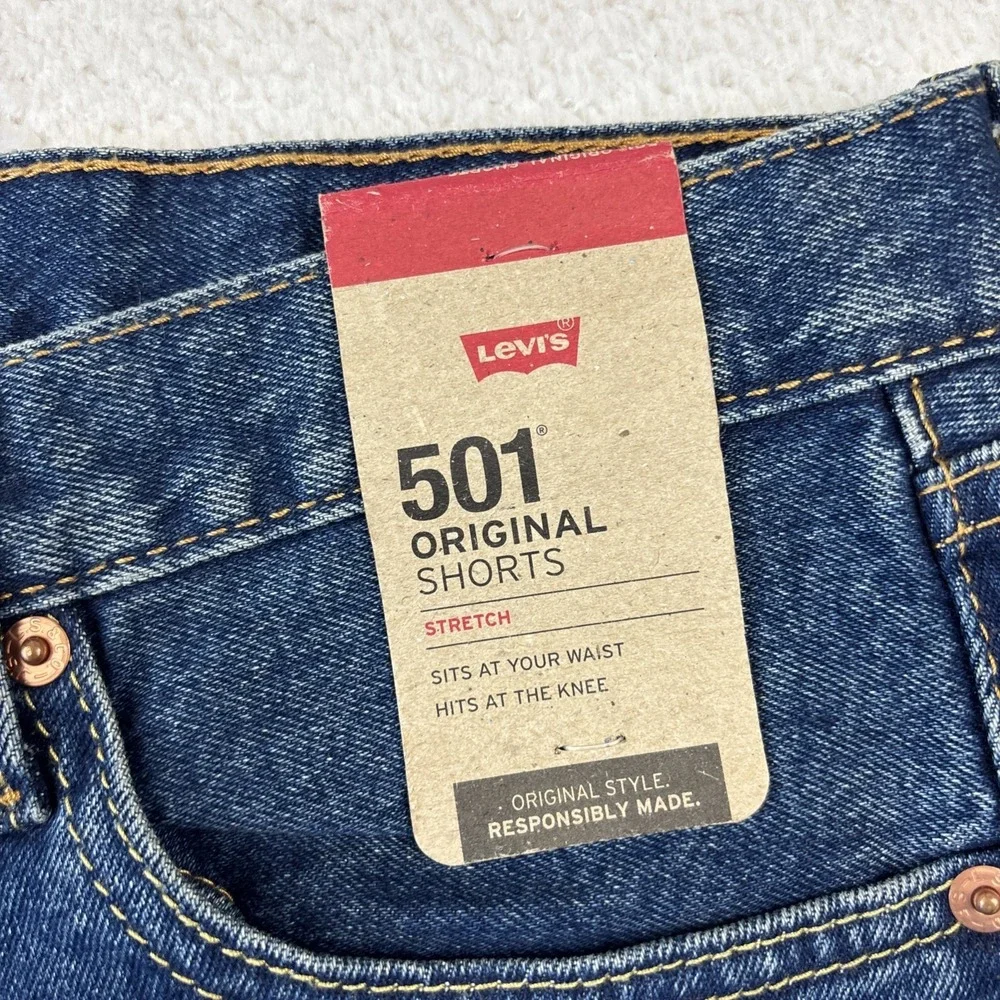 NEW LEVIS 501 Original Jorts Mens 31 Blue Denim Shorts Stretch 9